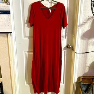 Burnt Orange Maxi Dress with Pockets